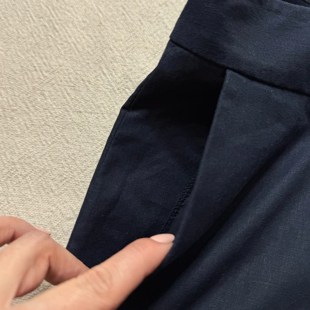 NEW Alex Marie Linen Blend Navy Blue Bermuda Shorts 16 w/pockets - Picture 4 of 7